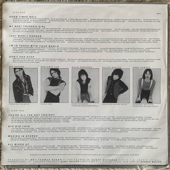 Self Titled 1978 Album From The Cars - Picture 4 of 6